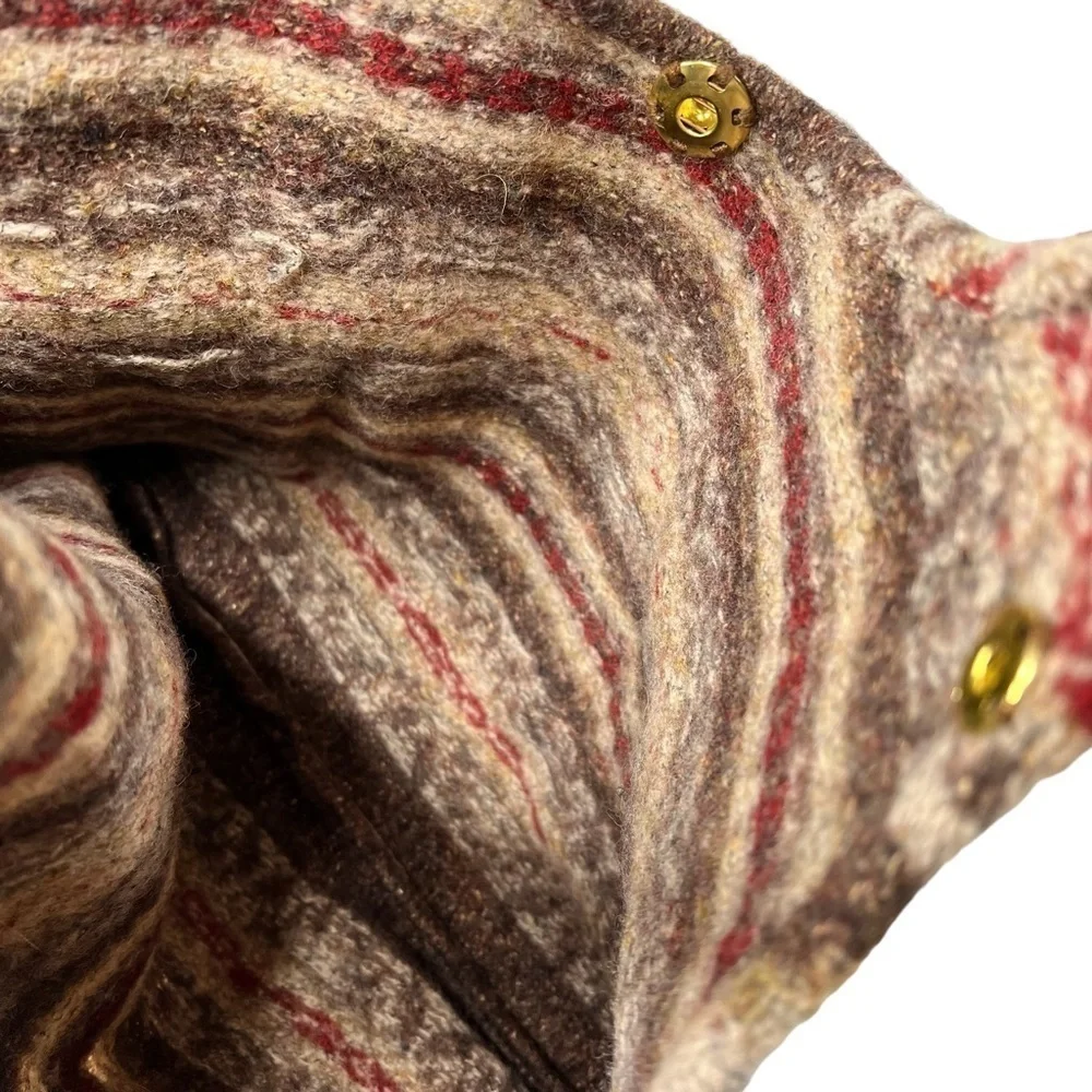 RARE EDDIE BAUER Brown Wool Blend Shoulder Tote Bag Leather Braided Straps - Picture 10 of 16